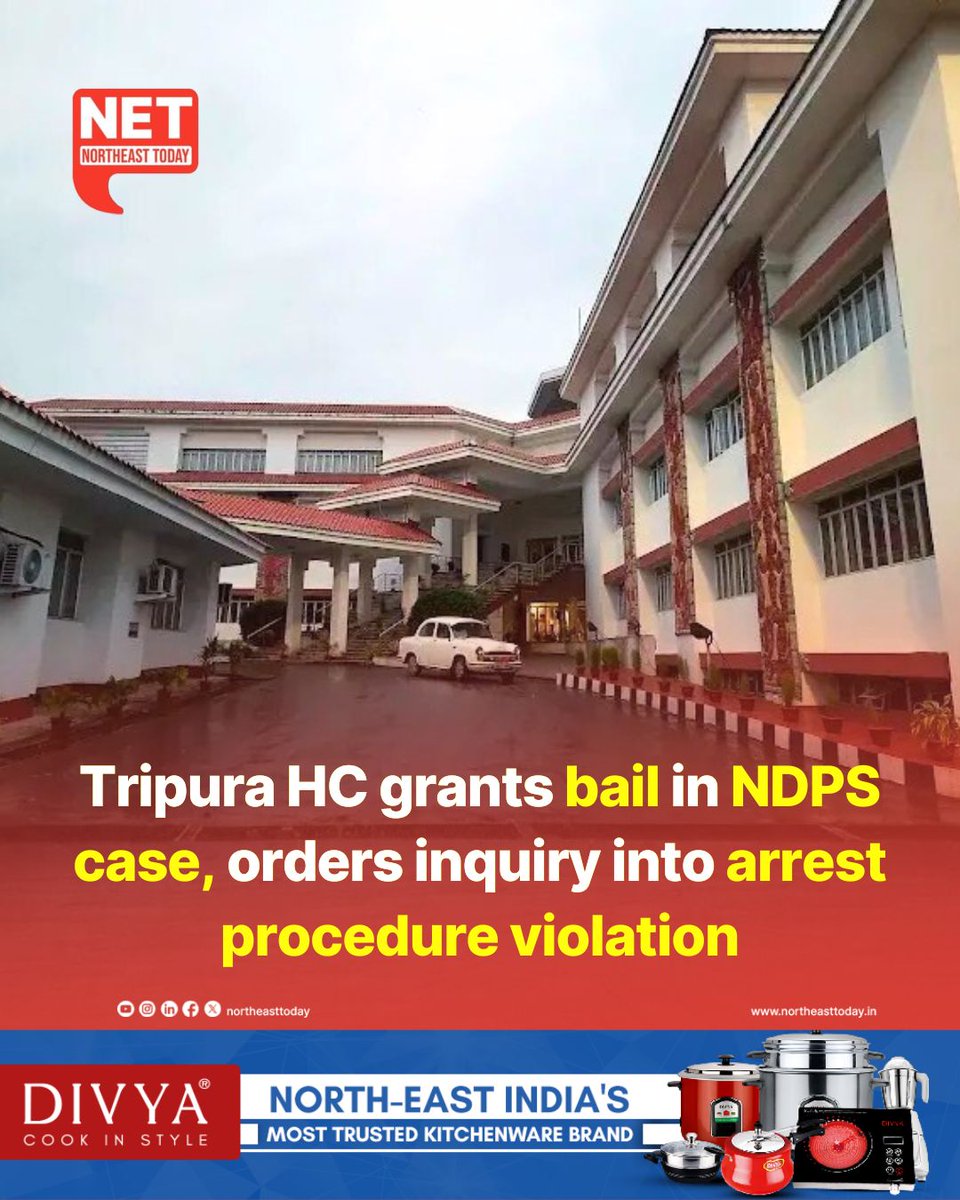 NortheastToday's tweet image. #Tripura | The Tripura High Court has granted bail to an accused woman in an NDPS case while directing a probe into alleged procedural lapses by police during her arrest.

Read more..
northeasttoday.in/northeast/trip…

#NDPSCase #accused #bail #violation #probe #arrest #TripuraHighCourt