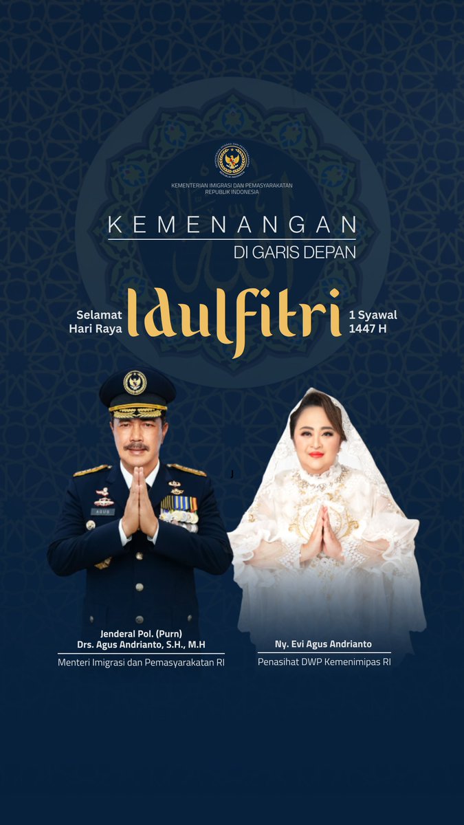 Kemenimipas_RI's tweet image. Setiap rindu yang tertunda, ada negara yang terjaga. Tugas adalah ibadah dan melayani. Selamat Hari Raya Idulfitri 1447 H. Mohon maaf lahir dan batin. Yang Idulfitri masih bertugas, tulis komentar ya! #kemenimipas #infoimipas #guardandguide #nyamanbersama #lebarannyamanbersama