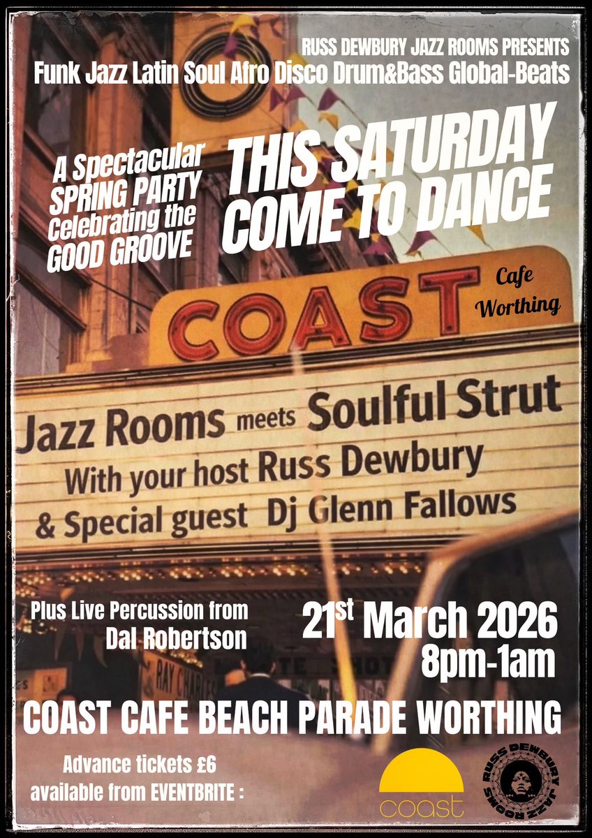 RussDewbury's tweet photo. TOMORROW night! Come and join us at Coast Worthing Tix in advance here https://t.co/NtZwmaxM1P X https://t.co/5EyJZSTgO9