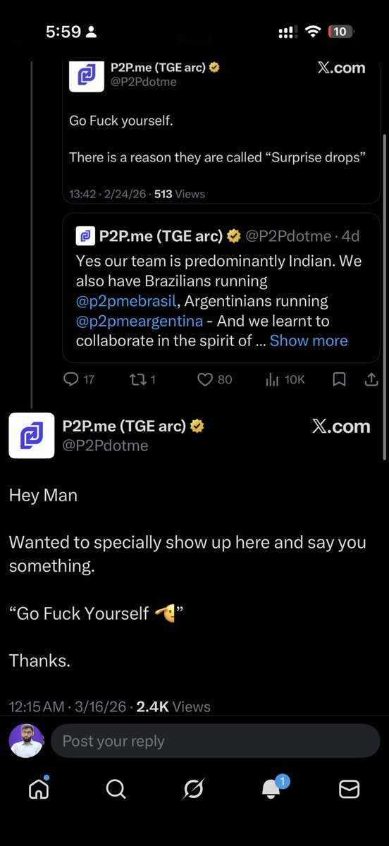 IITian_InCrypto's tweet photo. In my whole crypto career, meet from CZ to all the exchanges BD everyone here respect each other!

Never seen a project talk like the way @P2Pdotme does!

Complete Batameezi everywhere!
 
Checkout the way they comment in quoted tweet!👇

Like what? Are you crypto project or group of chapri? 🚩