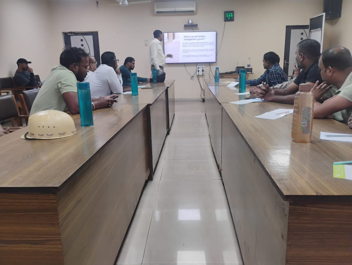 sailcfp's tweet photo. An Awareness Program on Anti-Bribery Management Systems (ABMS) based on ISO 37001:2016 was conducted for executives and non-executives of CFP On 19th March 2026.
The session, presented by Shri Ramesh Kumar Vyas, GM (Vigilance) &amp; ACVO, CFP. https://t.co/oTSh9HQ4mE