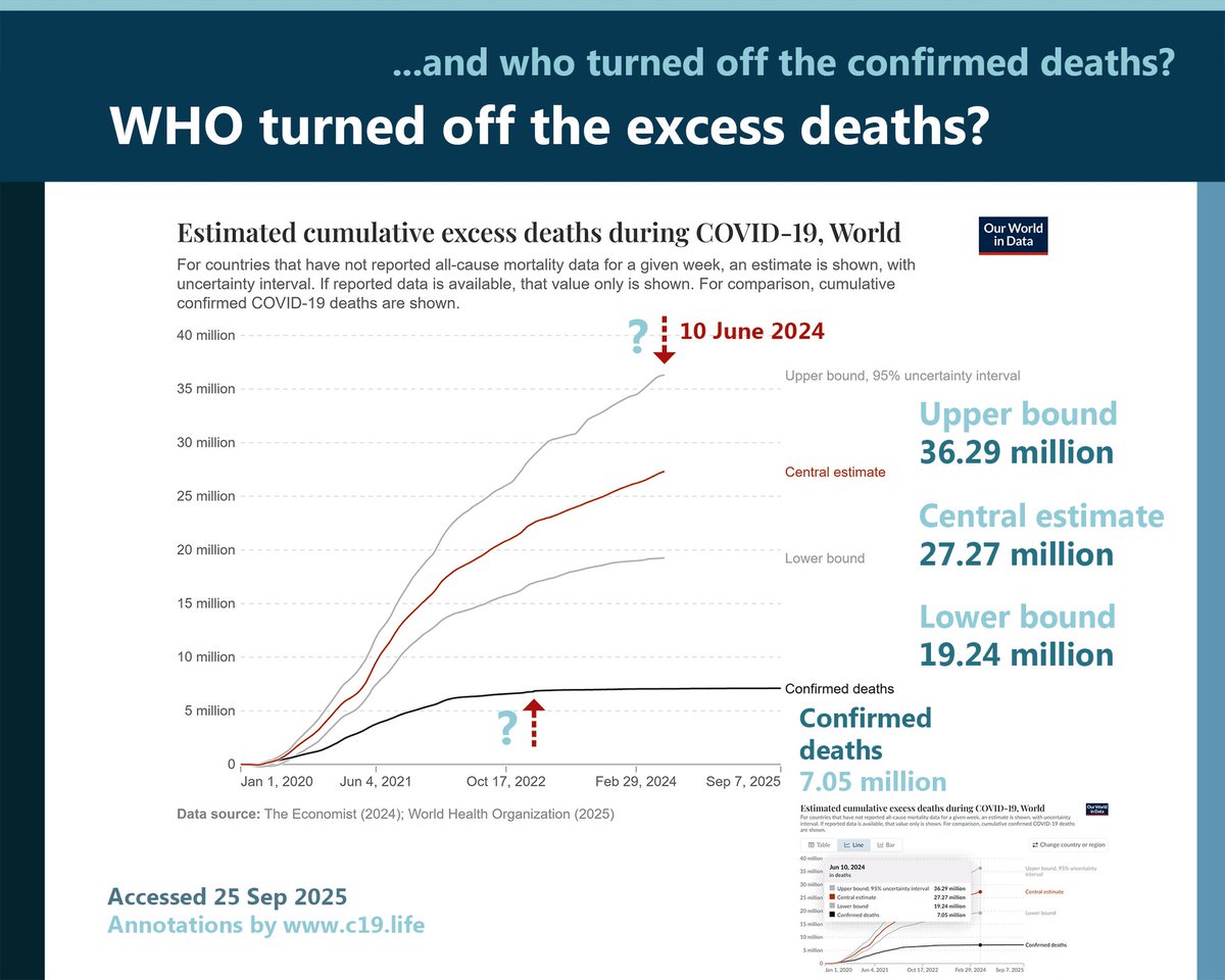 It's an awful lot more than 19%.

It was always going to be about excess death...

💧 c19.life

7.05 million vs. 40+ million deaths is a very big underestimate.

#SARS2 #SARSCoV2 #PASC