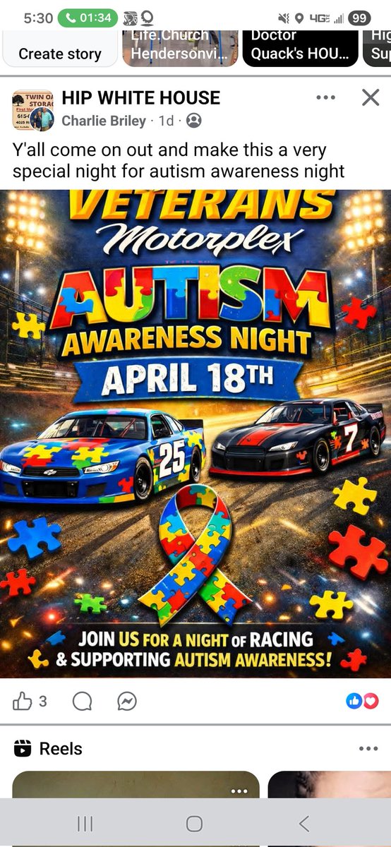 ryan_mickle's tweet photo. @NASCARSammy Our local short track is hosting an Autism Awareness Night next month. I sent this to a co worker last night that drives out there occasionally and told him that he should get a car ready for this night. https://t.co/q6XnXVoWRu
