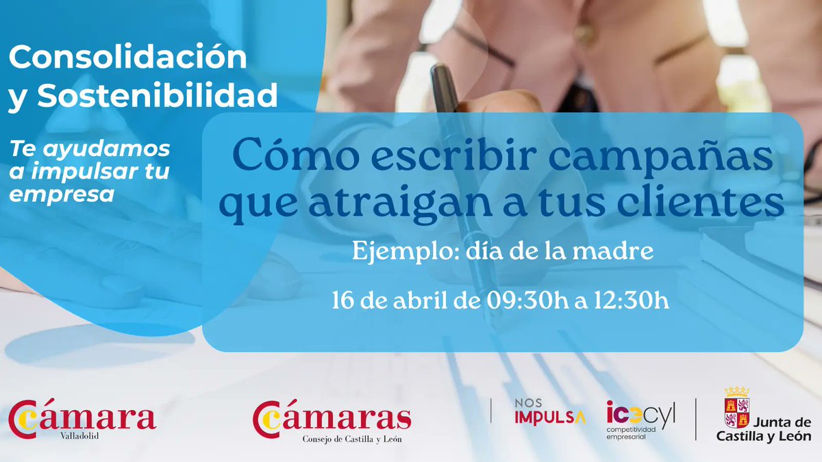 cam_valladolid's tweet image. 💐 Día de la Madre = oportunidad de venta

¿Tus textos están preparados? 👀 Inscríbete al taller de copywriting y aprende a vender con tus palabras

👉 Inscríbete camaravalladolid.com/evento/como-es…

@empresasjcyl @camarascyl 
#Marketing #Ventas #Pymes
