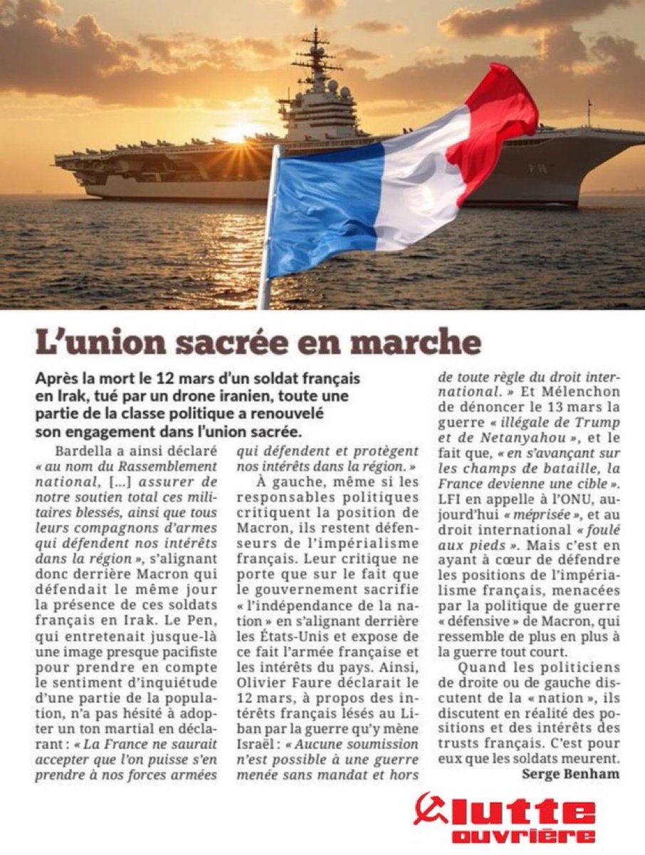 L’union sacrée en marche
Article du journal <a href="/LutteOuvriere/">Lutte ouvrière</a> qui vient de paraître
👇