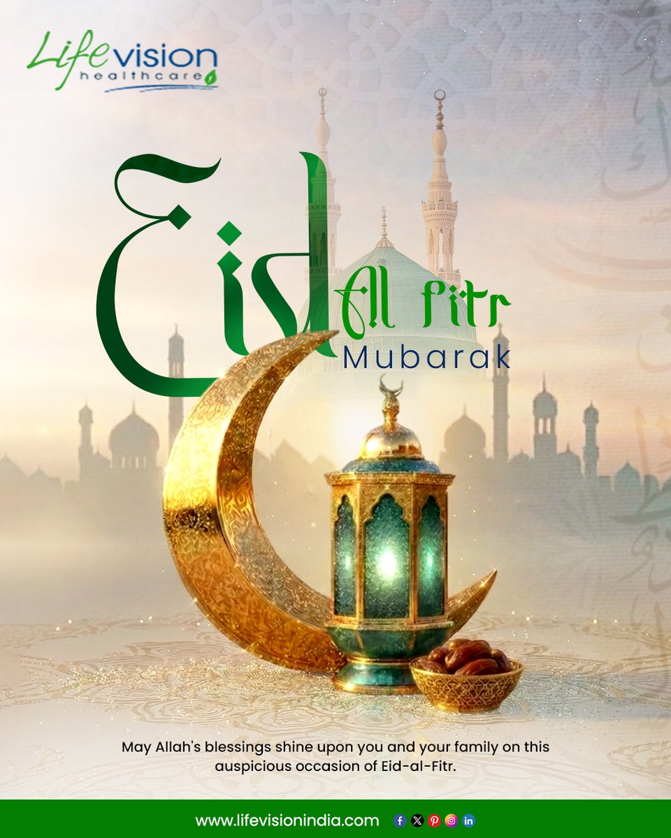 LifevisionI's tweet photo. 🌙✨ Eid al-Fitr Mubarak from Lifevision India! ✨
May this auspicious occasion bring you good health, happiness, and prosperity.
Let this Eid inspire new beginnings, stronger bonds, and a brighter future for all.
#EidMubarak #Eid2026 #LifevisionIndia #HealthyLife #PharmaCare https://t.co/kwrV10rvKn