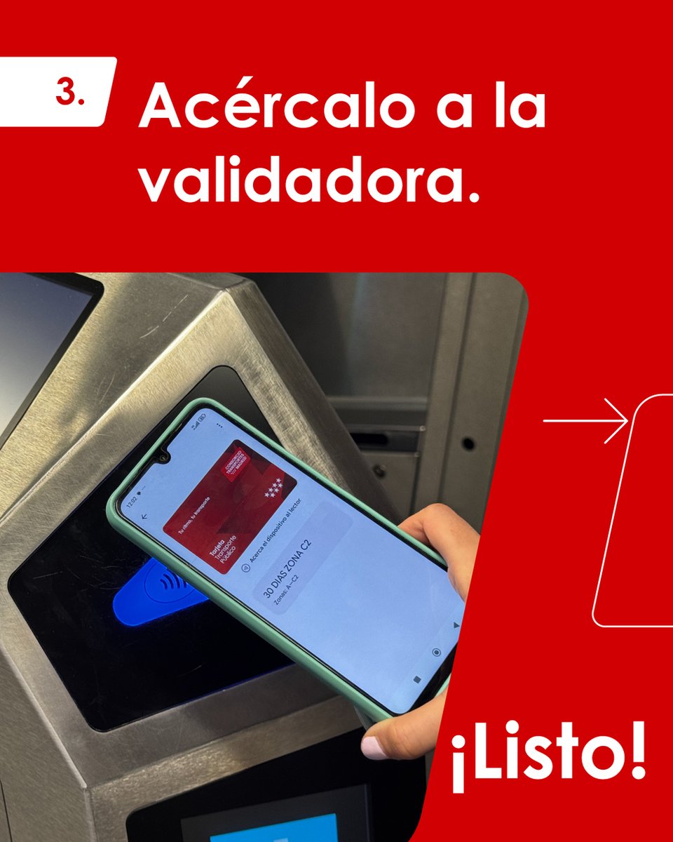 CRT_Madrid's tweet image. 📱 ¿Primera vez que vas a validar tu trayecto con el móvil? 

Es sencillo, solo necesitas un par de segundos para tenerlo todo listo antes de acercar el móvil a la validadora.

🚇 ¡Guarda estos tips y viaja de forma sencilla!

+ Info: c.madrid/eapo9
  
#Digitalización