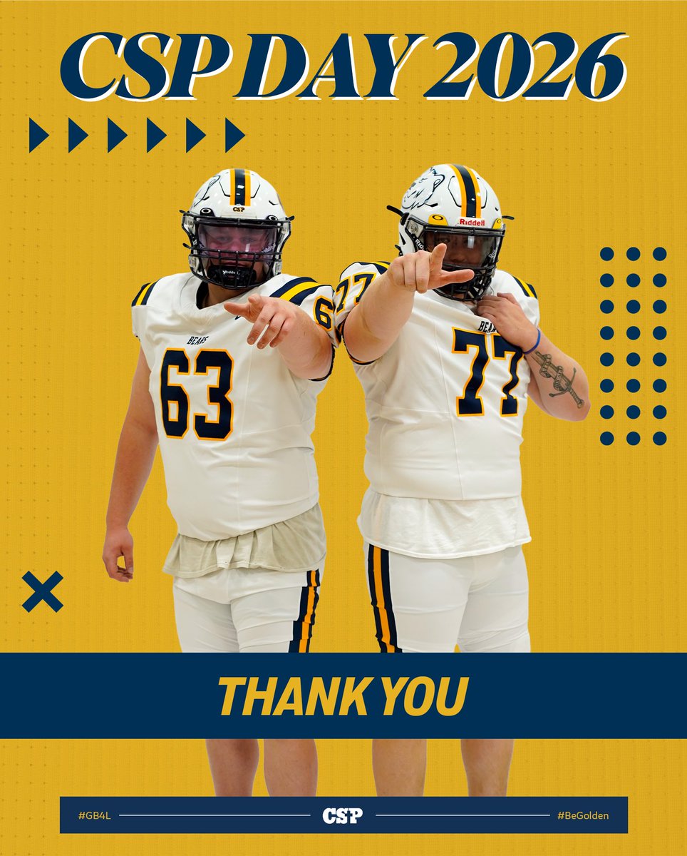 CSPBearsFB's tweet photo. Thank you to all our donors who supported and helped empower our student-athletes us on CSPday. 

#BeGolden #GB4L #CSPday https://t.co/SLsoDY1KGh
