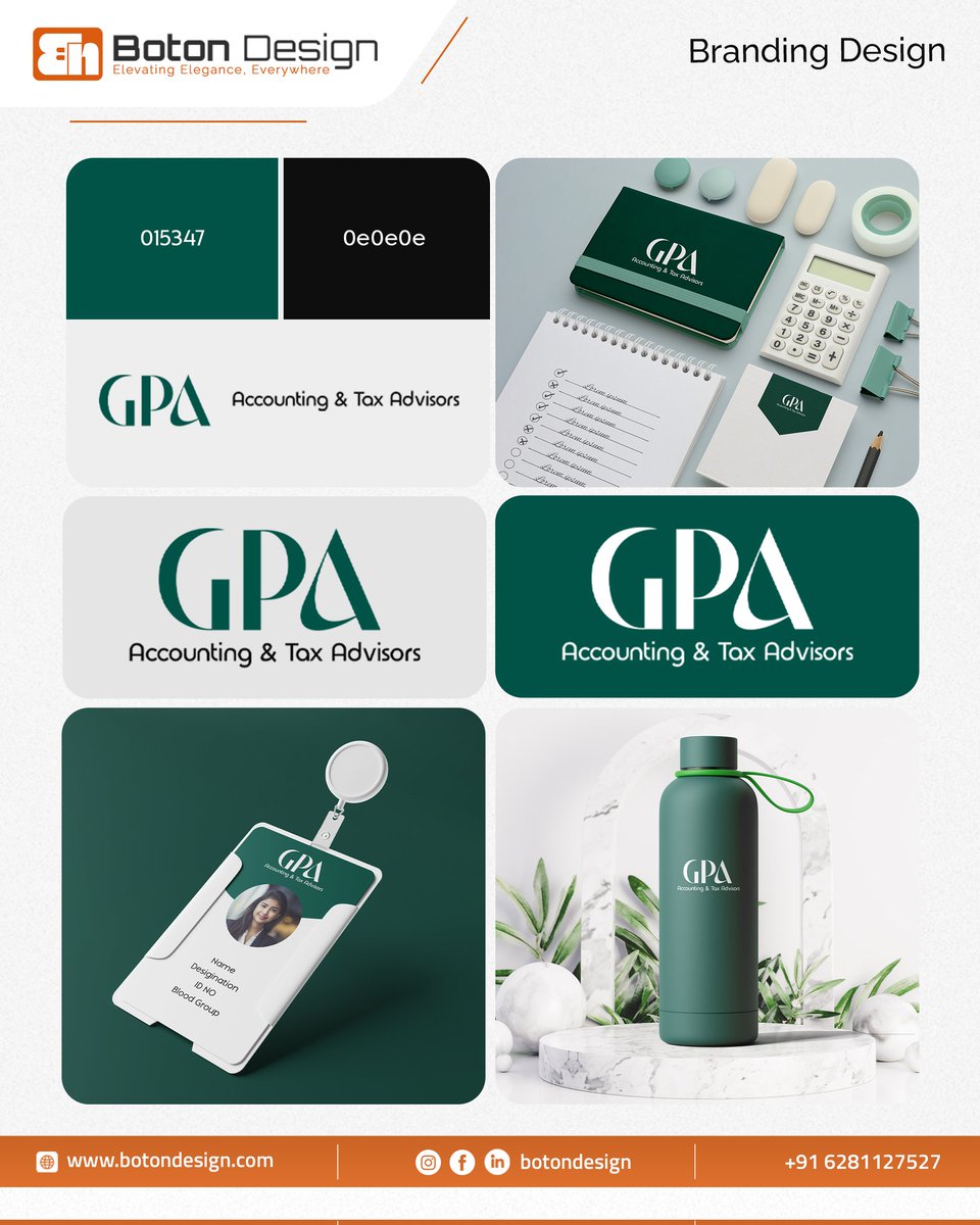 BotonDesign's tweet photo. Our latest work for GPA Accounting &amp; Tax Advisors ensures their clients feel the security and professionalism they provide from the very first glance.
Ready to turn your business vision into a visual reality? Let’s design your legacy.

#BotonDesign #BrandIdentity #AccountingBrand https://t.co/xpriLls2FB