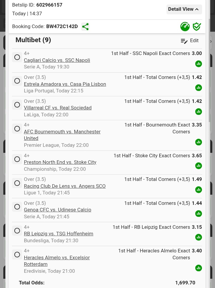 Taka_hashi10_'s tweet photo. ⛳️1st half, 4+ Corner range, and over 3.5 Combine

Package delivered 🚀

🔗 Betslip link: https://t.co/ycfrfWNxsq

🎫 Booking code: BW472C142D

📅 Date: 20/03/26

⚽️ Kickoff: 19:30

⛳️ Corner range: 4+ &amp; Over 3.5 

🔞+ | T&amp;C's Apply]
• Retweet for others ✅️🚨 https://t.co/WUUnuAgv8W