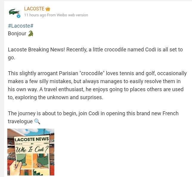 Lacoste News! Who is Codi? Hints; loves tennis &amp; golf, travel enthusiast &amp; enjoy exploring the unknown