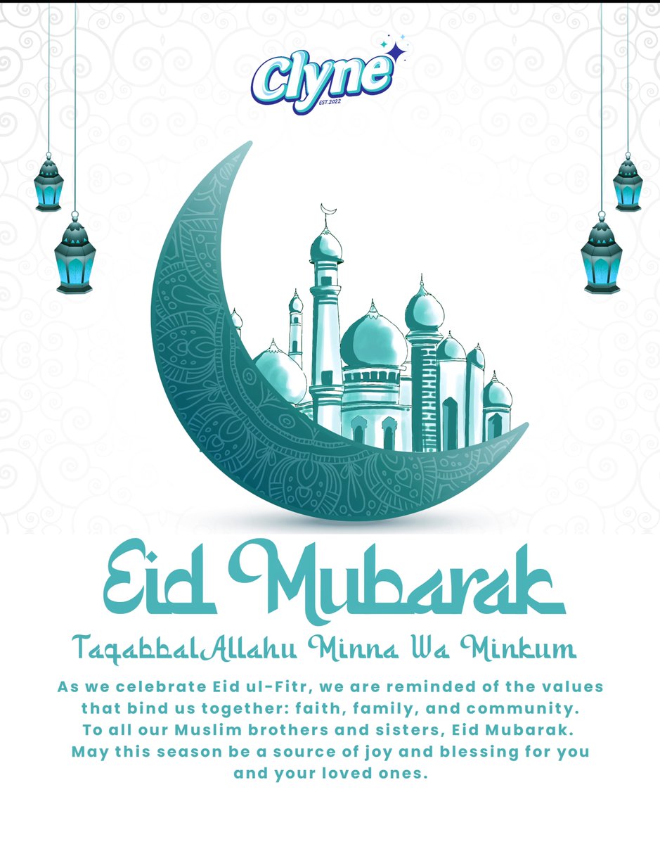clynepaperltd's tweet photo. Big celebrations deserve a clean finish.
Eid Mubarak. May Allah accept your fasts, your prayers, and bless your home this Sallah season.
From all of us at Clyne. 🌙🐐 https://t.co/iqZA4B4WIM