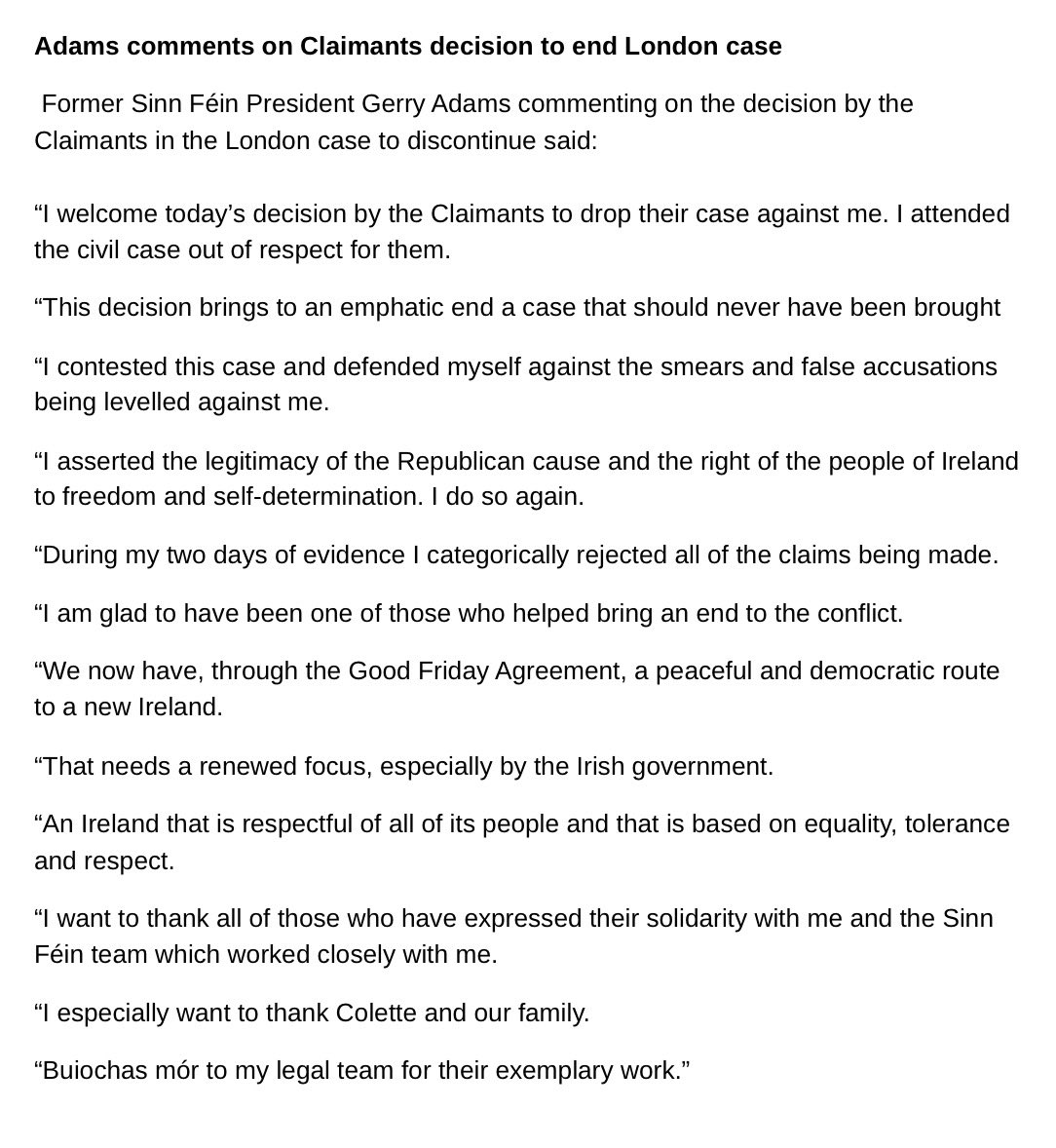 Gerry Adams tweet media