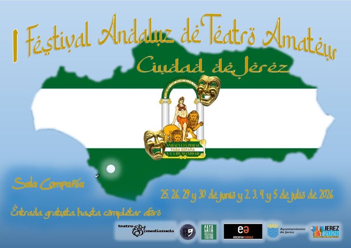 cata_teatro's tweet photo. La Asociación Teatral Mediazuela junto con el Ayuntamiento de Jerez de la Frontera (Cádiz) convocan el I Festival Andaluz de Teatro Amateur Ciudad de Jerez de la Frontera (Cádiz), 
https://t.co/YkTNqxXRYH https://t.co/GdvnPnqC09
