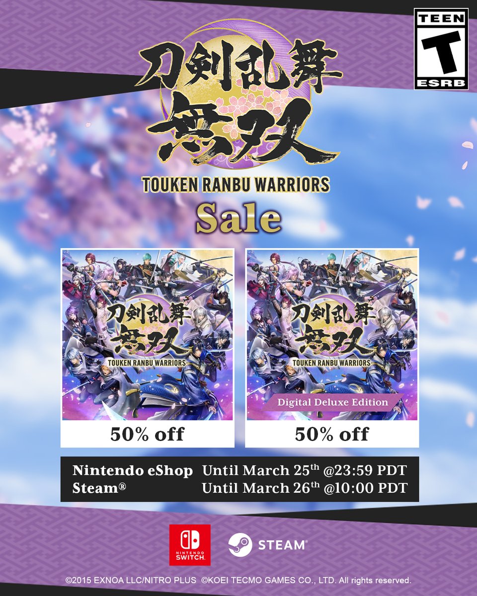 KoeiTecmoUS's tweet photo. Steam Spring Sale = STACKED

👹  Nioh 3 (also on sale for PS5)
🔥 DYNASTY WARRIORS: ORIGINS
🐉 Wo Long: Fallen Dynasty
🏯  Rise of the Ronin
👻 FATAL FRAME: Maiden of Black Water
🌕 FATAL FRAME: Mask of the Lunar Eclipse
🪄 Atelier Resleriana: The Red Alchemist & the White Guardian
…and more!

PLUS: ⚔️Touken Ranbu Warriors🌸 is on sale on Steam AND Nintendo Switch

No better time to jump in! Check out the sale here:
https://t.co/bfzaCaidwv