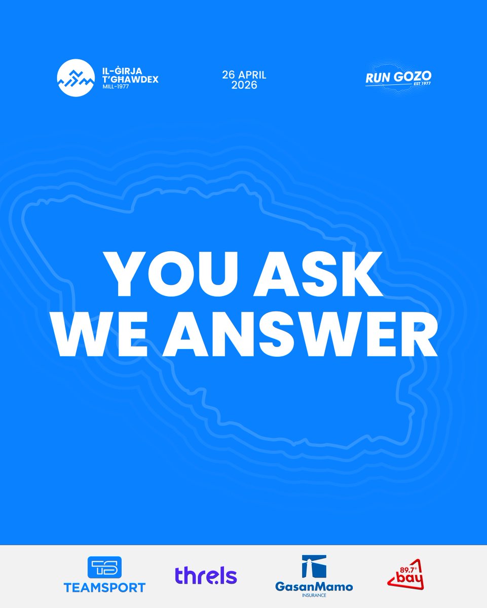 RunGozo's tweet photo. Got questions? We’ve got the finish line. 🏁 

The 50th Edition of Run Gozo is officially 37 days away, and we know your DMs are buzzing. From ferry times to finish-line feels, we’re breaking down everything you need to know before you hit the start line in Xagħra. https://t.co/32IBWAAxAj