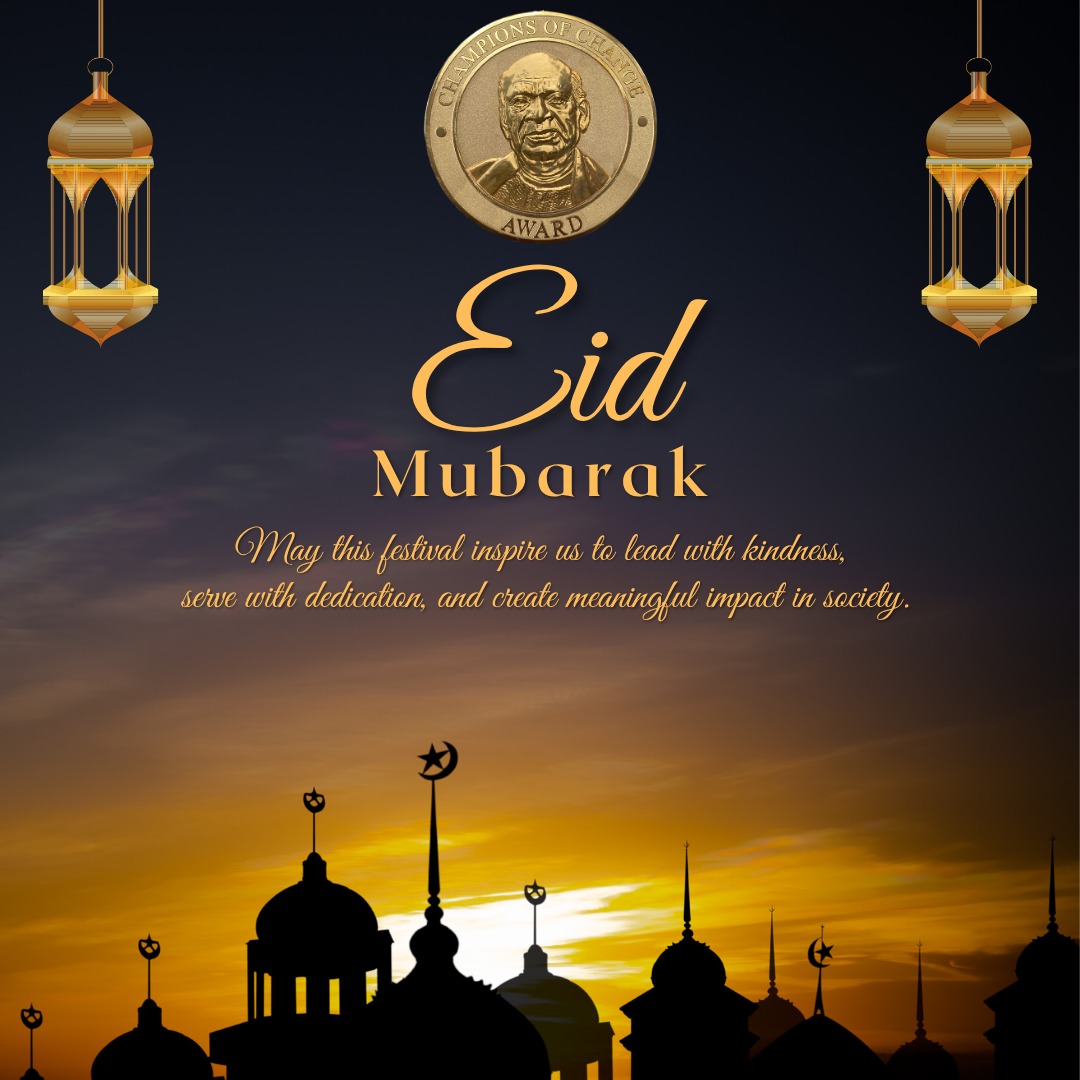 🌙 Eid Mubarak!
On this joyous occasion, may the spirit of compassion, unity, and generosity inspire us all to continue creating meaningful change in society. Together, let’s celebrate hope, harmony, and humanity.
#EidMubarak #ChampionsOfChange #Unity #Hope #Celebration