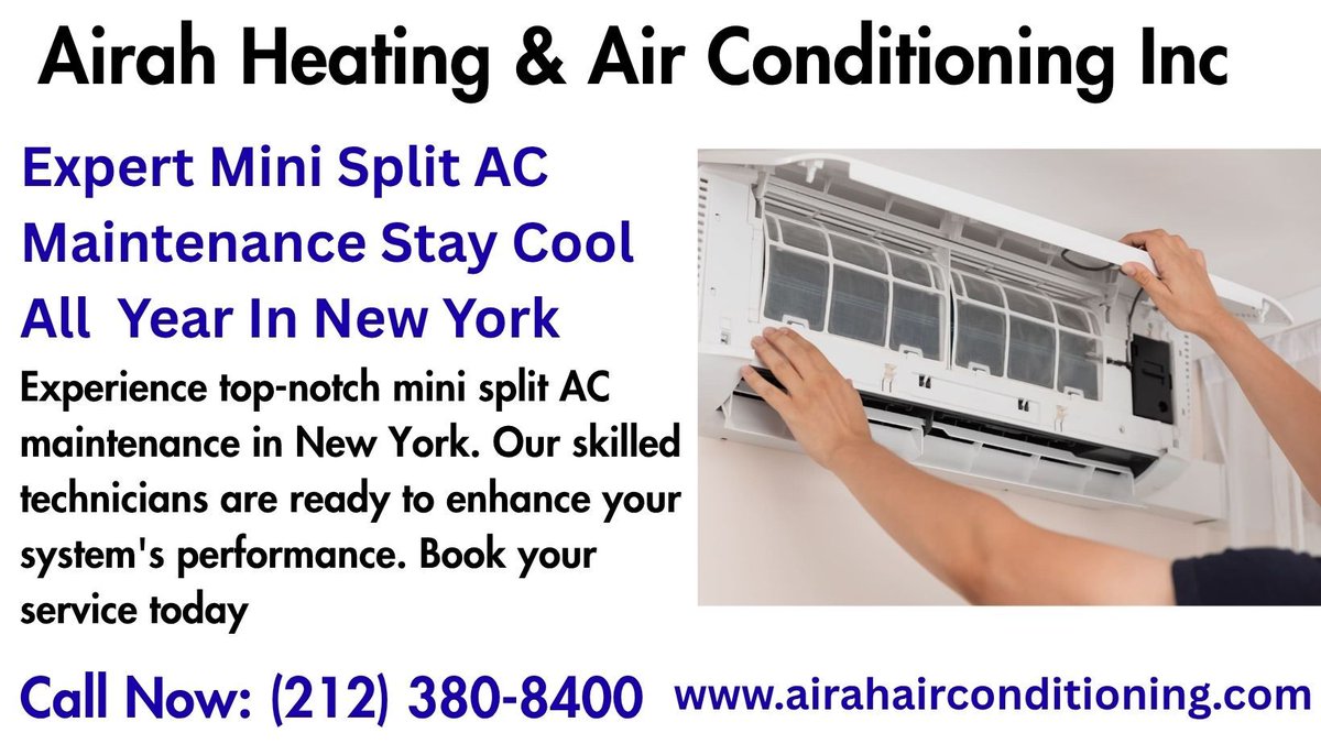 AirahHeating's tweet image. Our mini split AC maintenance service is designed to enhance performance and reliability. We thoroughly check your system to prevent breakdowns and improve comfort. Call us today: 212-380-8400 or visit airahairconditioning.com/#AirConditioni…, #AirConditioningExperts, #ClimateControl,