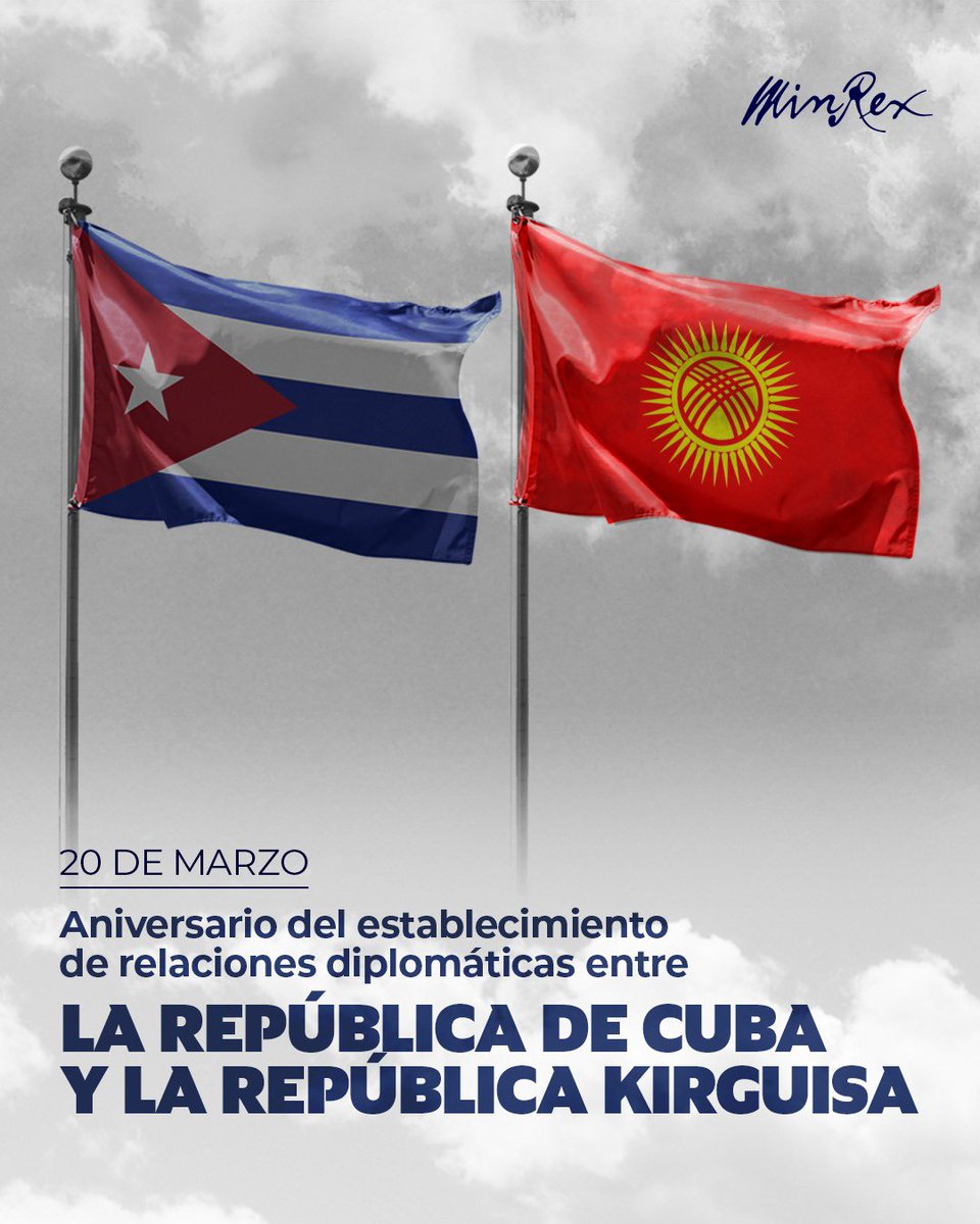 #Cuba y #Kirguistán 🇰🇬 celebran el 34 aniversario del establecimiento de sus relaciones diplomáticas.
#CienfuegosXMásVictorias