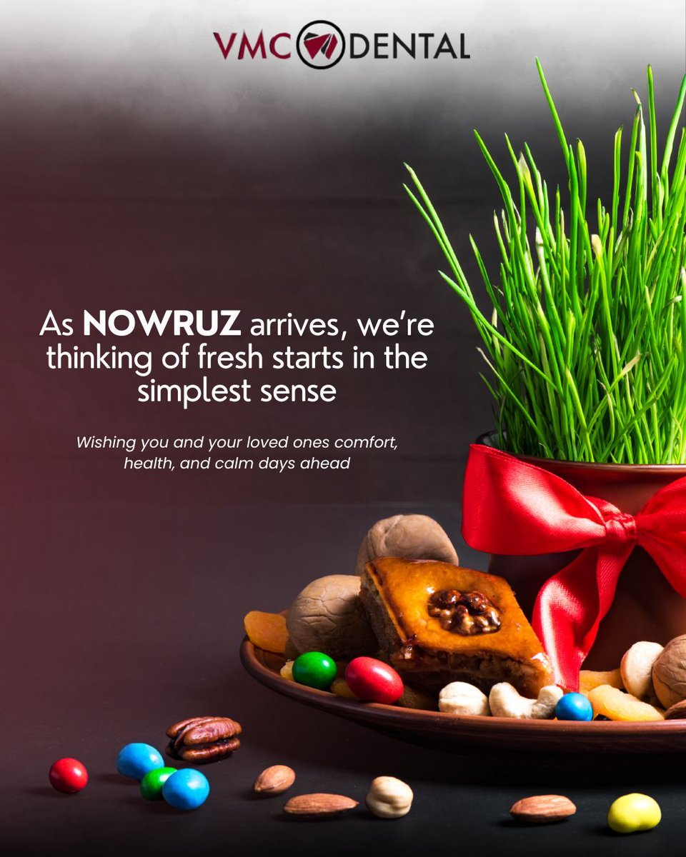 vmc_dental's tweet photo. Nowruz is a reminder that fresh starts can be simple

A quiet moment
A kind wish
A hopeful beginning

Wishing you a joyful Nowruz

#Nowruz #HappyNowruz #VaughanCommunity #VaughanDentist #SpringCelebration #VMCdental https://t.co/3Roqaj2kg4