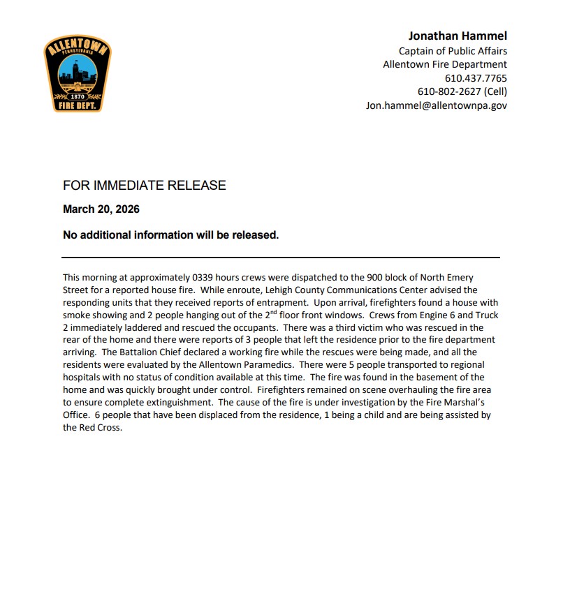 Allentown Fire Department tweet media