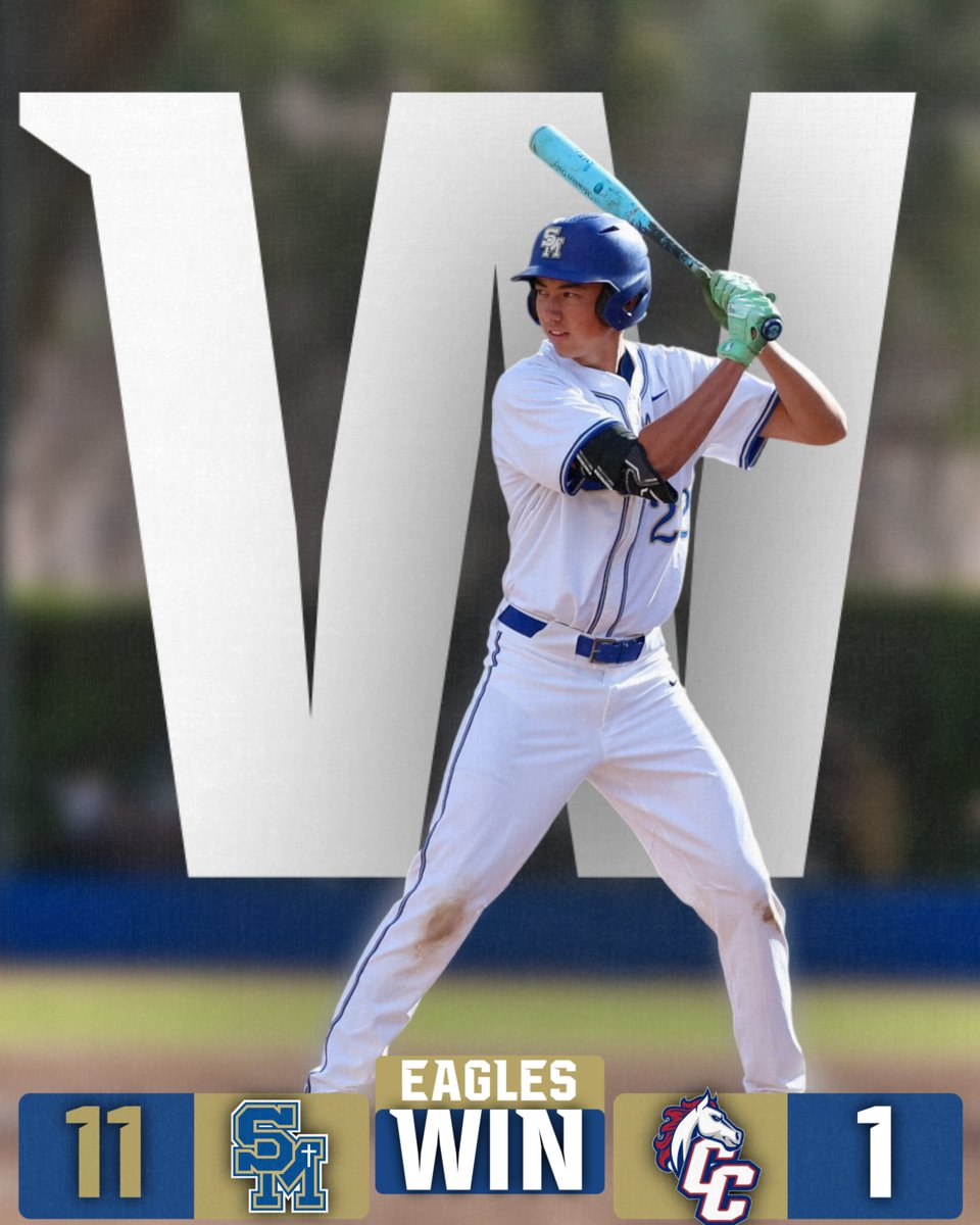 SMCHSBaseball's tweet photo. EAGLES DUB 🦅⚾️
W - #tylerunter 3.0 IP/ 5 Ks
#andreowens 2-3/ 2 RBI/ 2 R
#tylergeorge 2-3/ 3 RBI/ 1 R
#robbymayer 2-3/ 2B/ 1 R
#wingmen | #wearesm https://t.co/ltqV3Yo0AO