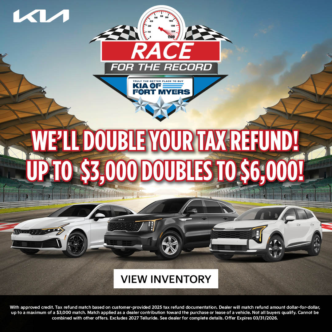 KiaFortMyers's tweet image. 🏁 Double your tax refund at Kia of Fort Myers!

Up to $6,000 in savings

✅ Up to $3,000 matched
✅ More money toward your next car

Browse now:
kiaoffortmyers.com/searchnew.aspx

#KiaOfFortMyers #KiaDeals #TaxSeason