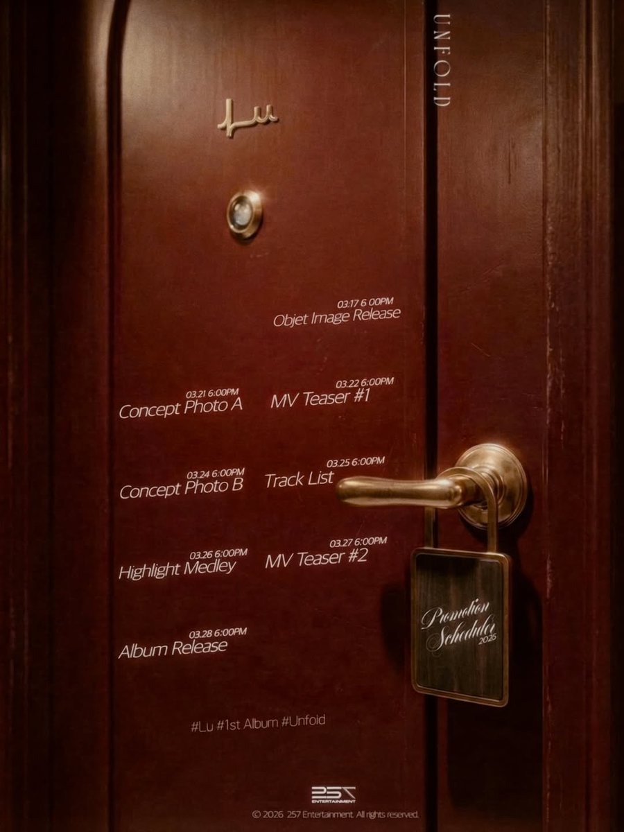 UpdateKBoys's tweet image. O LU divulgou a agenda de promoções para o seu 1º mini álbum "Unfold", que será lançado no dia 28 de março.

#LU #Unfold