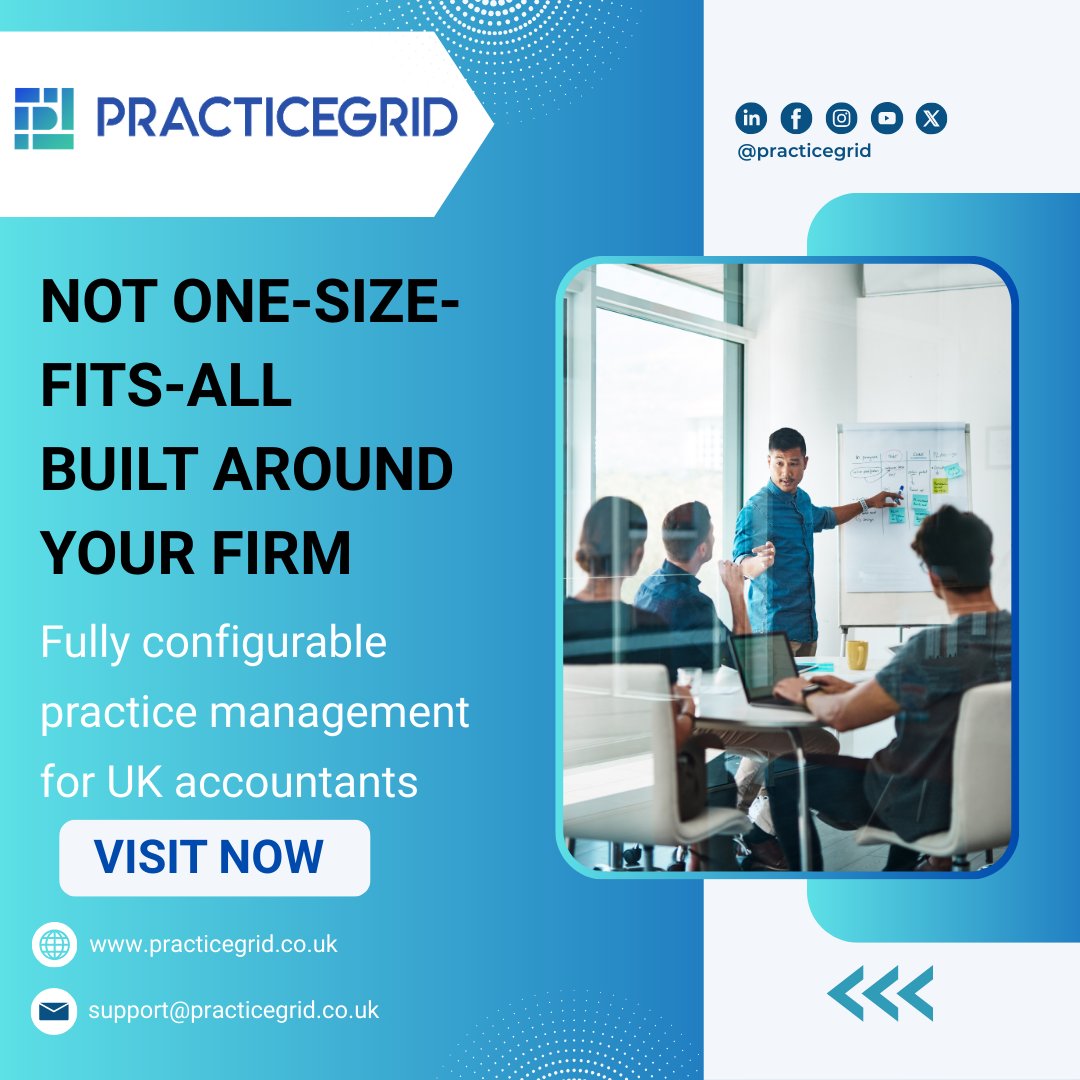 PracticeGridUK's tweet photo. Not one-size-fits-all. Built around your firm.
PracticeGrid gives UK accountants a fully configurable practice management system designed to fit the way you work.
Want to know More,Book a Meeting
https://t.co/Q6A0Zj3kft
support@practicegrid.co.uk
#PracticeGrid #UKAccountants https://t.co/9uH8L3o9Je