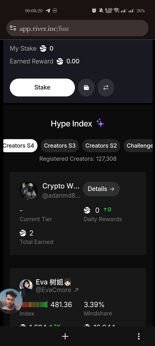 I need Support. 🥺

Just started my journey with @River4FUN! 🚀
​Excited to climb the tiers and earn more River Pts. Currently working my way up! 🌊✨
​Check it out if you’re into rewards and engagement. Let’s grow together! 🤝
​#RiverPts #Airdrop #Crypto #Web3 #LFG #River4FUN