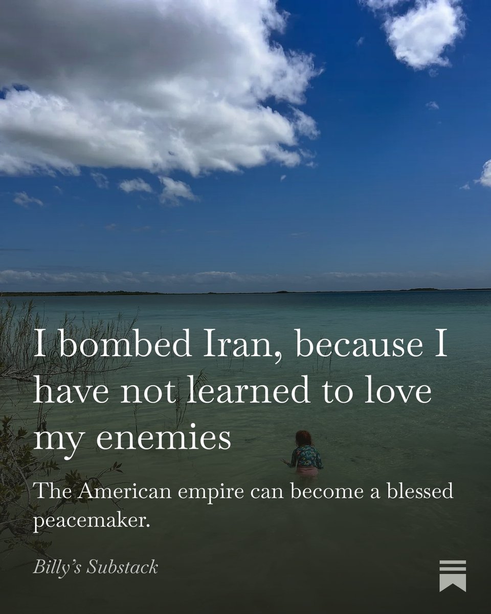 billyjoemills's tweet photo. I bombed Iran, because I have not learned to love my enemies. The American empire can become a blessed peacemaker.
@ChrisLynnHedges
@joekent16jan19
@TuckerCarlson
@RepThomasMassie
@BernieSanders
@cenkuygur
@democracynow
@ggreenwald
@jeremyscahill
@RandPaul https://t.co/AL94AenKAU https://t.co/tv25X0LMt3