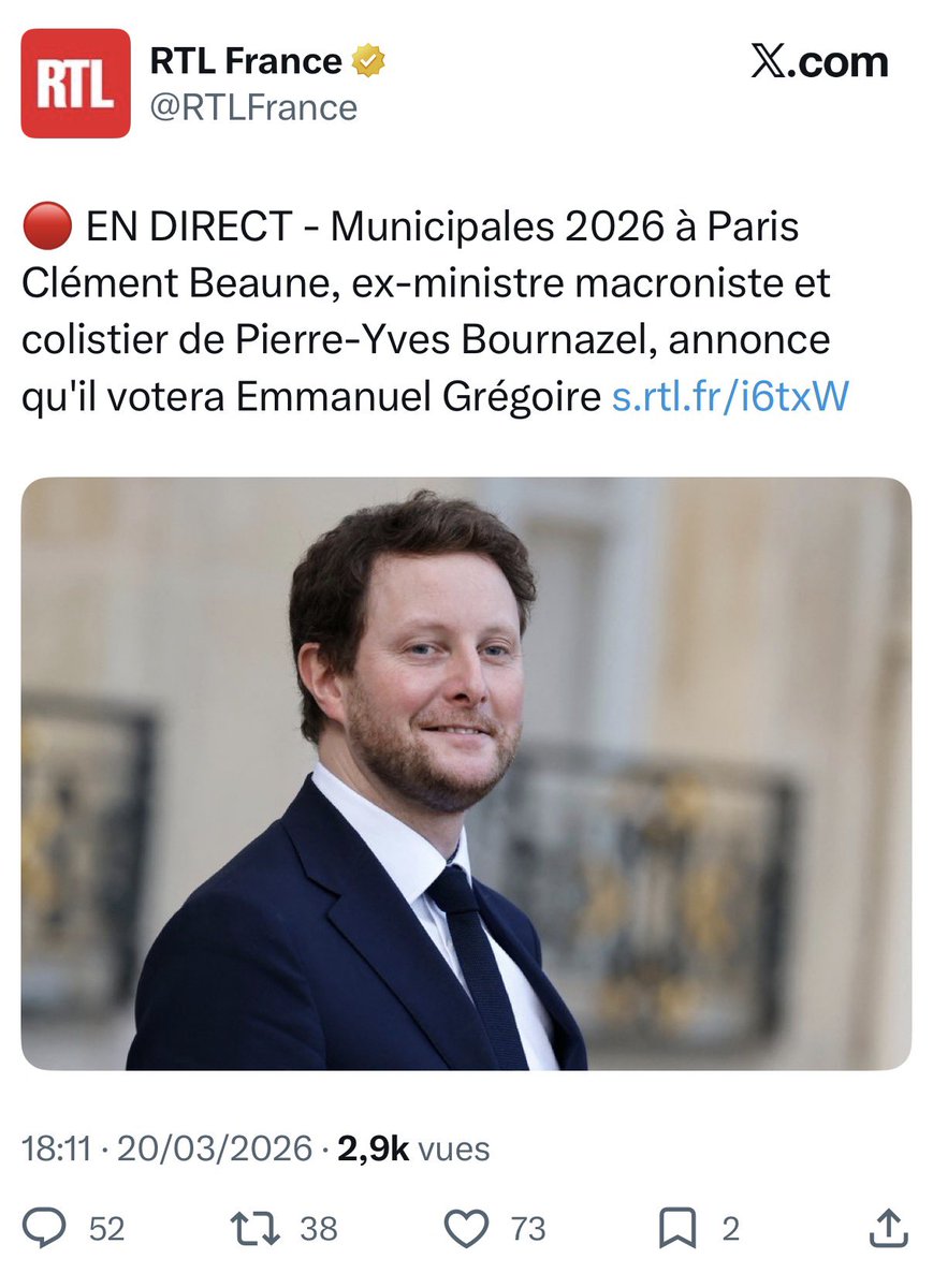 Félicitations <a href="/CBeaune/">Clément Beaune</a> !

Vous validez de fait le terrible bilan d’ #emmanuelgregoire sur le #periscolaire

Je rappelle que dans la circonscription à Paris où vous avez été député, des enfants ont été violés et abusés.

👍🏻 chapeau l’artiste !