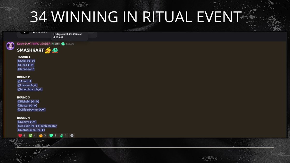 Participating in the Discord <a href="/ritualnet/">Ritual</a> event for the 34th time so far is still very exciting, especially this time playing SmashKarts and I managed to win 2nd place. 

Honestly, the first round was really hard because all the participants were experts, so I couldn't get the