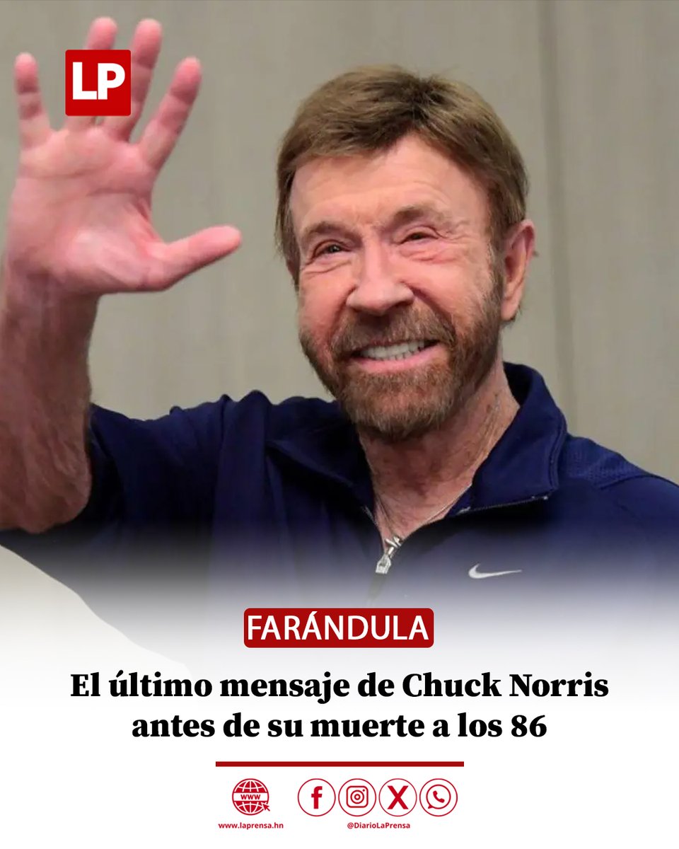 DiarioLaPrensa's tweet image. #Luto El último mensaje de Chuck Norris en Instagram, días antes de su muerte a los 86 años, conmueve a sus seguidores. laprensa.hn/espectaculos/u…