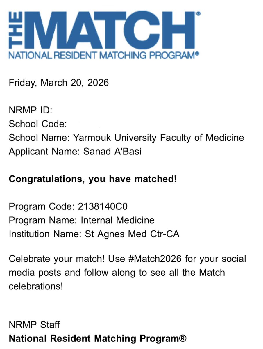 SanadAbbasi's tweet photo. Grateful to have matched into Internal Medicine in the U.S.!❤️
On to the next chapter. https://t.co/0t7iboBG3T