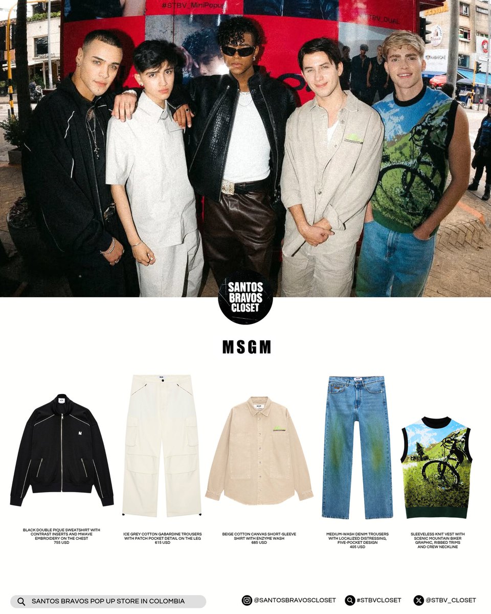stbv_closet's tweet image. Santos Bravos wearing #MSGM looks during their pop-up store in Colombia.

#SANTOSBRAVOS
#StbvCloset #Stbv