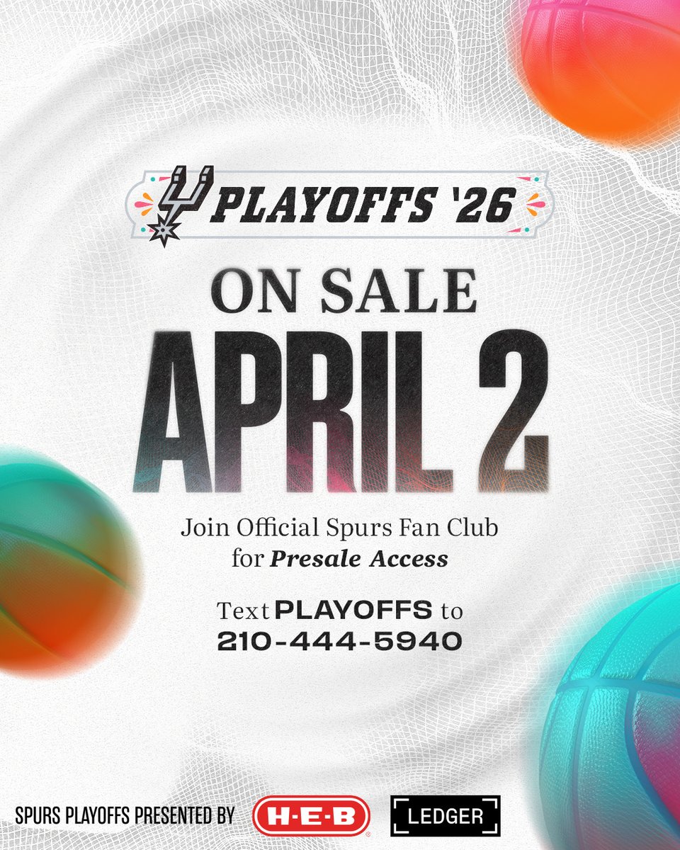 CLINCHED! Secure early access to Playoff tickets by joining the Official Spurs Fan Club 🎟️

Join now: sse.spurs.com/spurs-fan-club…

<a href="/HEB/">H-E-B</a> | <a href="/Ledger/">Ledger</a>