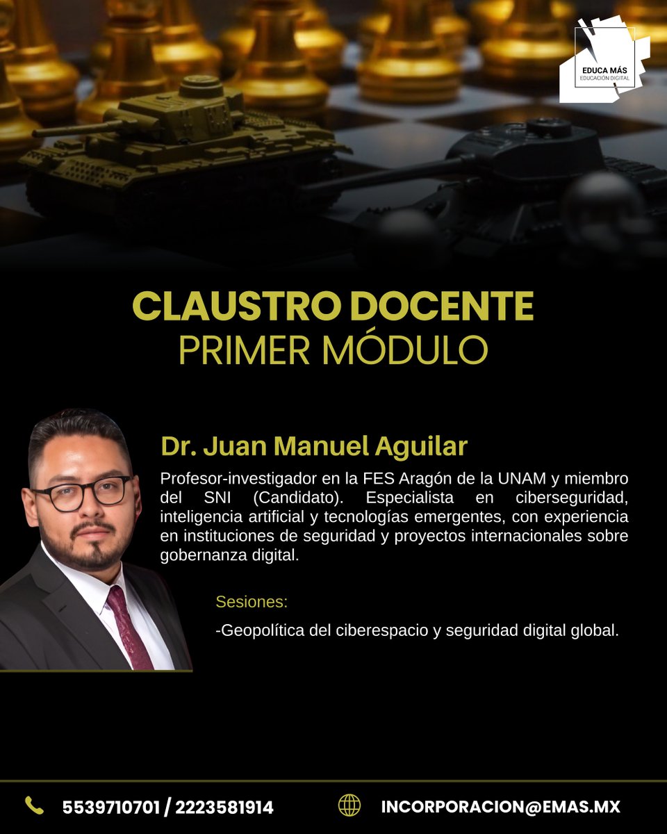 forms.office.com/Pages/Response…
🌍 Conoce a los docentes del Módulo 1: "Fundamentos de Geopolítica y Seguridad Internacional."
Dr. Javier Oliva Posada <a href="/JOPso/">Javier Oliva Posada</a> , Dr. Eduardo Vázquez Rossainz, Dr. Juan Manuel Aguilar Antonio <a href="/travelerjm/">JM Aguilar-Antonio</a> 
📅 Inicio: 17 abril
💻 Online
📩 DM para información.
