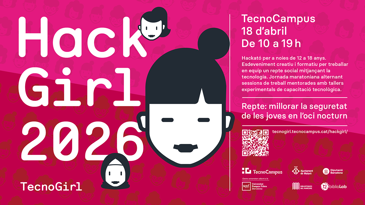 bibliomontgat's tweet photo. #HackGirl2026
Activitat dintre del projecte #TecnoGirl, #Bibliolab de @bibliotequesXBM en col·laboració amb @BibliosMaresme, @Tecnocampus i @matarocat 

📅 18 d'abril, de 10 a 19h
❓ Dirigit a noies de 12 a 18 anys
 📝Inscripcions fins al 14 d’abril
🔗https://t.co/XMPgyLDoMi https://t.co/yL4aS7SwTn