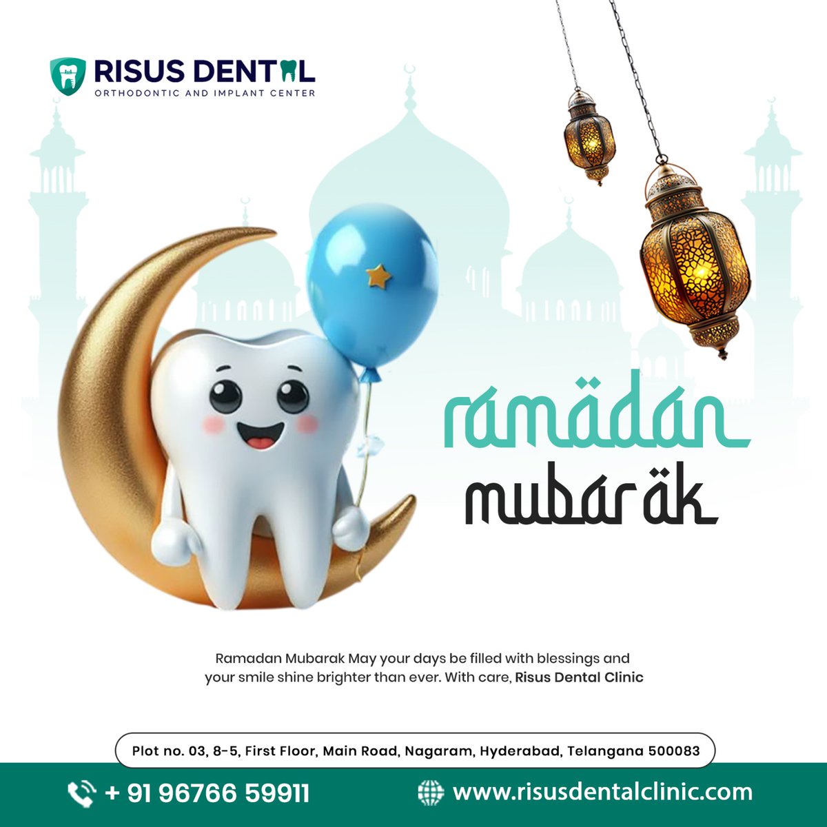 Risusdental's tweet image. Celebrate the spirit of Ramadan Mubarak with joy, gratitude, and bright smiles ✨🌙
May this holy month bring peace, blessings, and good health to you and your loved ones. 
#RamadanMubarak #BlessedMonth #HealthySmiles #DentalCare #SmileBright #Ramadan2026 #OralHealth