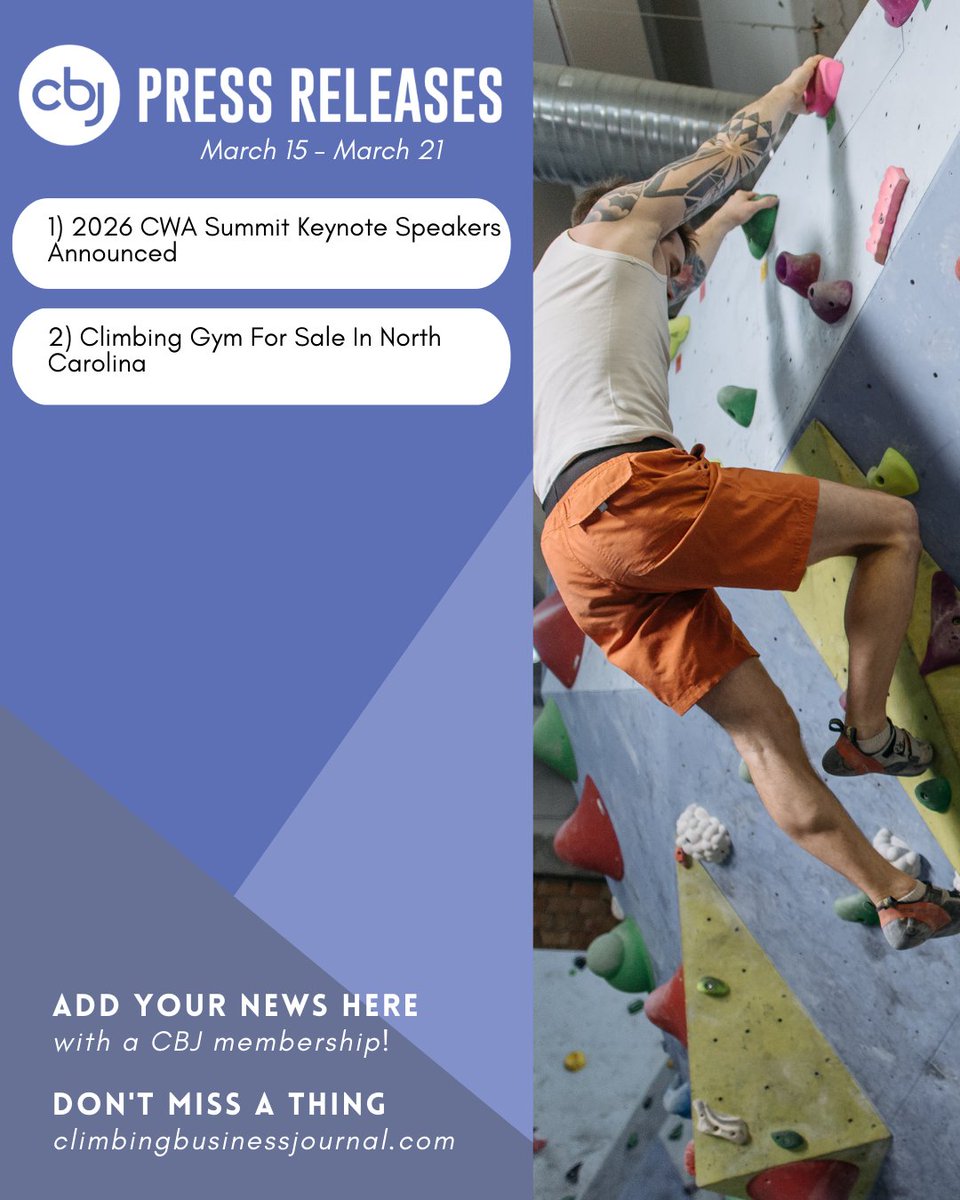 Here are some recent press releases, see every press release or submit your own at climbingbusinessjournal.com/category/press…

These stories were paid for by the sponsor and do not necessarily represent the views of the Climbing Business Journal editorial team.