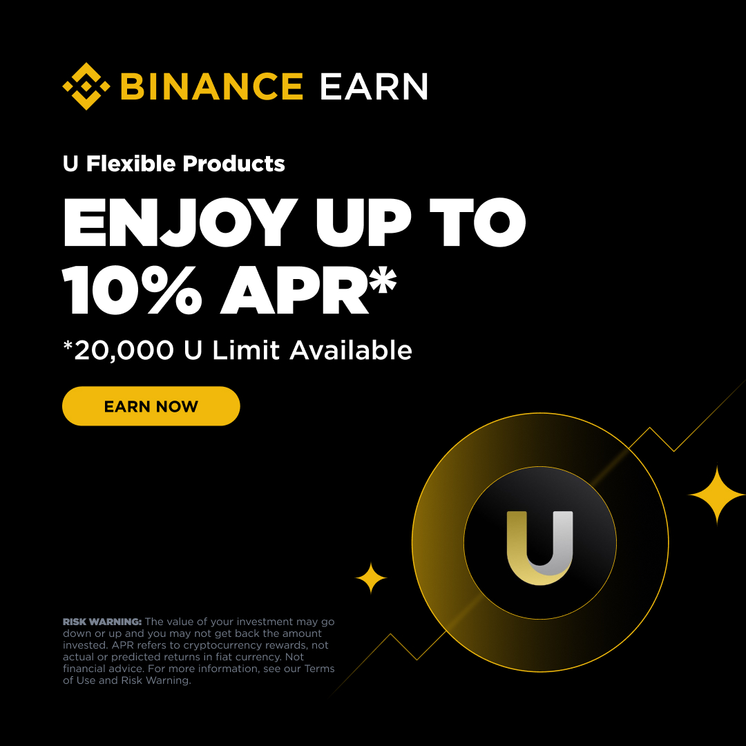 Subscribe to $U <a href="/UTechStables/">U</a> Flexible Products during the promotion to enjoy:

🔸 20,000 U limit
🔸 Up to 10% APR
🔸 Bonus Tiered APR on top of real-time rewards

Know more 👉 binance.com/en/support/ann…