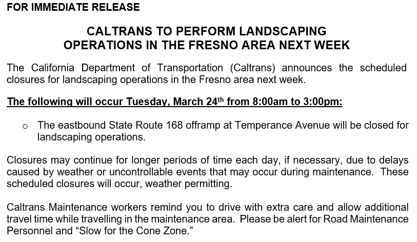 Caltrans District 6 tweet media
