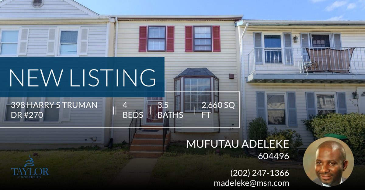 flexagent's tweet photo. 📍 New Listing 📍 Take a look at this fantastic new property that just hit the market located at 398 Harry S Truman Dr #270 in Upper Marlboro. Reach out here or at (202) 247-1366 for more information!

Listed by David Jones-Dove

M... https://t.co/HPLOJwmyib https://t.co/MFQ3ZBx8ey