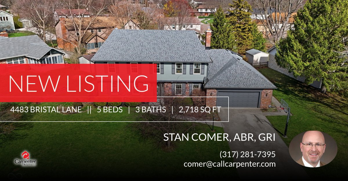 📍 New Listing 📍 Take a look at this fantastic new property that just hit the market located at 4483 Bristal Lane in Carmel. Reach out here or at (317) 281-7395 for more information!

Stan Comer, ABR, GRI
317-281-7395
"Serving Cen... homeforsale.at/4483_BRISTAL_L…