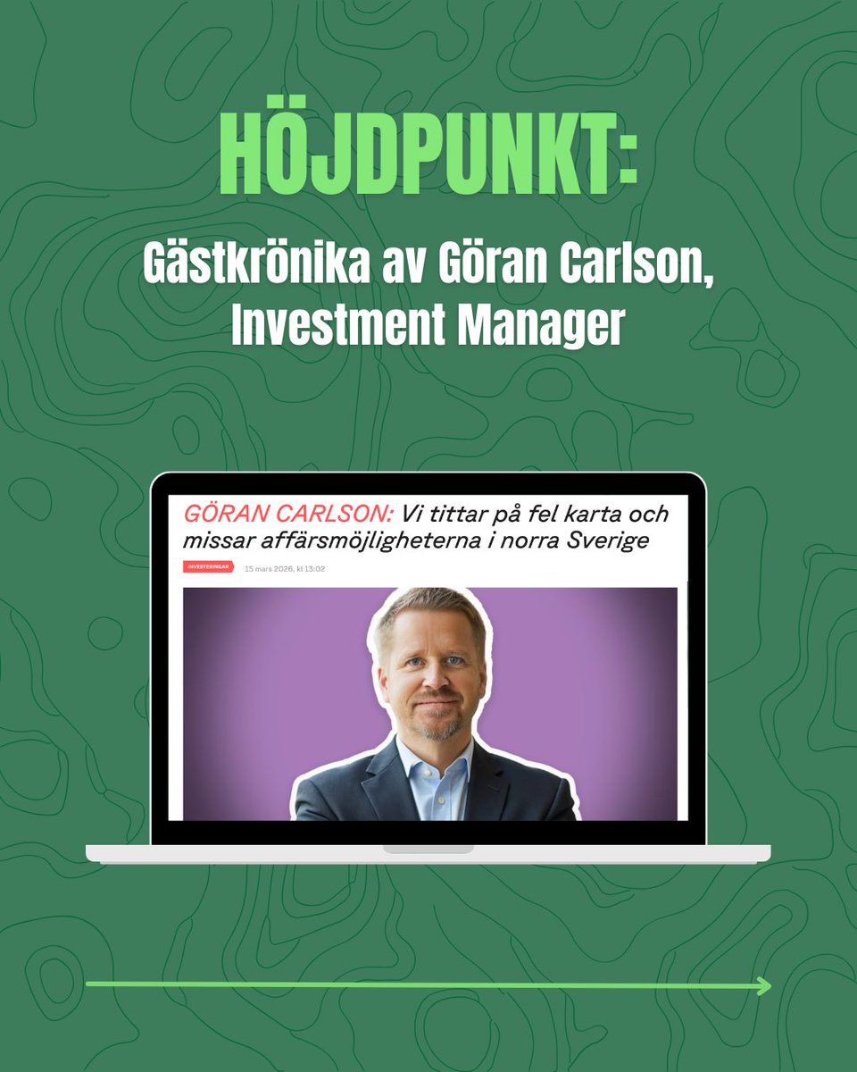 Northern_CapSek's tweet photo. “Vi tittar på fel karta och missar affärsmöjligheterna i norra Sverige.”
 
Så lyder rubriken på en ny gästkrönika av vår Investment Manager Göran Carlson.
 
Läs hela gästkrönikan här 👇
https://t.co/ZIQQ0DgQCZ https://t.co/tQClt8h6ez