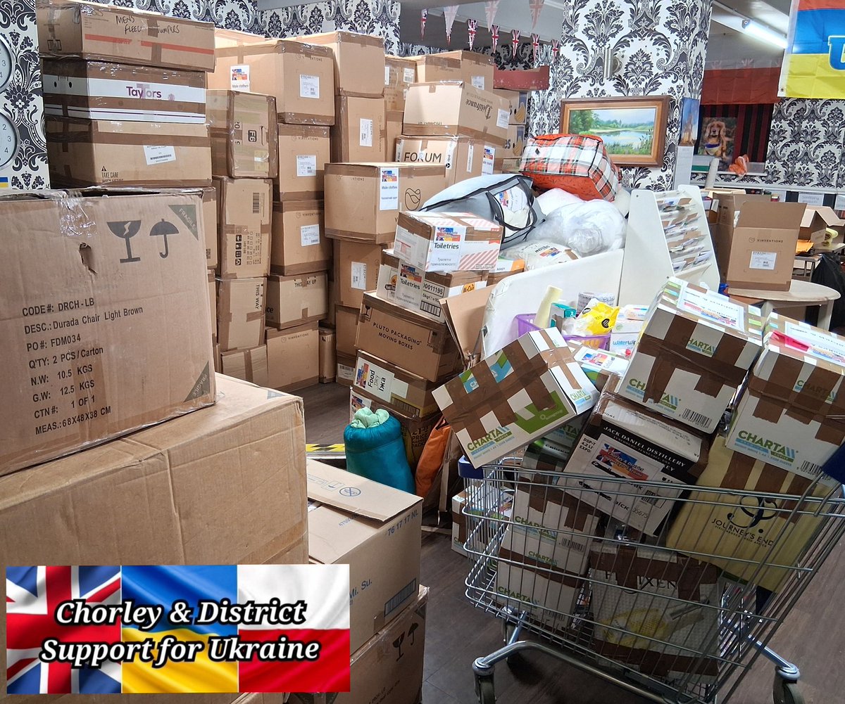 ChorleyUkraine's tweet image. Lots more donations are boxed and ready to leave the 'Ukraine Unit' donation centre. Hopefully we have a busy session tomorrow of aid being packed and supplies being delivered. Thanks everyone for your ongoing support.
chorleyukraineunit.org
🇬🇧🤝🇺🇦
#ukraineunit #chorley #ukraine