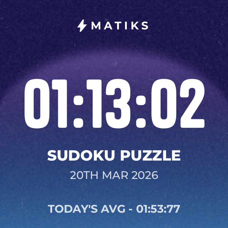 I have solved Matiks 20 Mar Sudoku 🧩 in 1 minutes 13 seconds 🥳