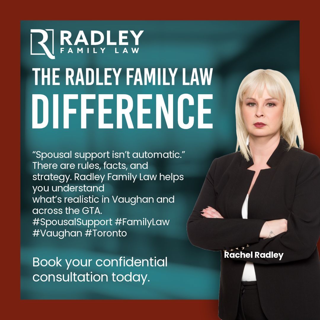 radleyfamilylaw's tweet image. “Spousal support isn’t automatic.”
There are rules, facts, and strategy. Radley Family Law helps you understand
what’s realistic in Vaughan and across the GTA.
#SpousalSupport #FamilyLaw #Vaughan #Toronto