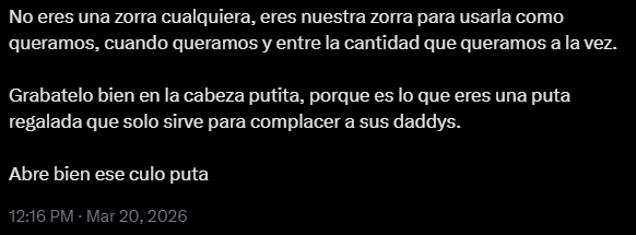 alesitareynac's tweet photo. Soy todo eso y más
Escribanme en la cara "puta" 
para que todos sepan lo que soy
en mi frentita tonta
en mis tetitas
obliguenme a salir desnuda a la calle
y que se corran extraños en mi https://t.co/ledXi0lwoF